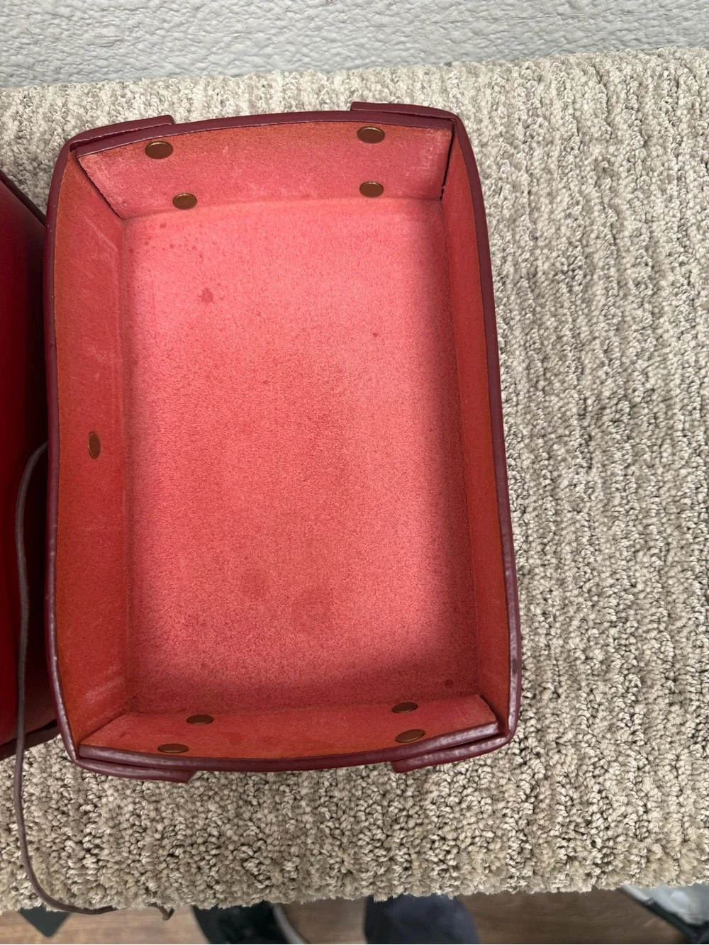 RARE Vintage Coach Bleeker Chilli Red Leather Decorative Box